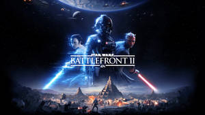Star Wars Battlefront II 遊戲封面，角色在太空戰鬥場景中。