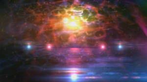 充滿活力的宇宙星雲，發光的光點在黑暗表面上反射。