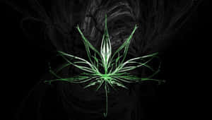 發光綠色大麻葉在深色分形背景上 — 大麻 壁紙