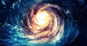 螺旋星系，帶有發光核心和佈滿星星的藍色臂 — 銀河 壁紙