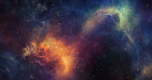 深空中帶有發光氣體和星星的彩色星雲