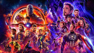 Marvel 超級英雄和反派在星雲背景下擺出宇宙戰鬥的姿勢。