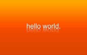 白色文字 hello world 帶有倒影，位於橙色漸變背景上