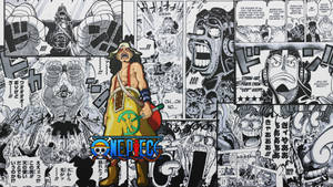 《One Piece》漫畫面板拼貼，路飛和其他角色在動作場景中。
