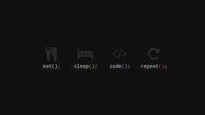 四個圖標以極簡科技風格代表 eat sleep code repeat。