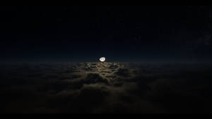 月亮在星夜下從雲層上升起 — 月色夜空 壁紙