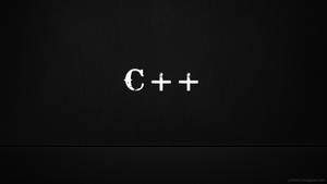 C++編程標誌在黑色皮革紋理上，帶有縫合線。