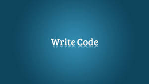 藍色背景，白色文字顯示「Write Code」，下方有反射。