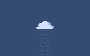 雲端圖示在藍色背景上滴落二進位代碼