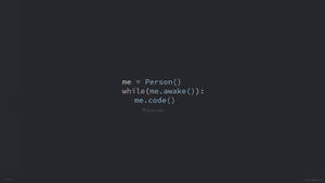 深色背景，帶有發光代碼文字 me equals Person while awake code by PCbots labs