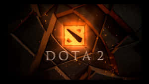 Dota 2 標誌在黑暗的幾何結構中溫暖地發光，帶有漂浮的餘燼。