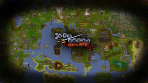 RuneScape Old School遊戲地圖，帶有發光位置和深色漸暈背景。