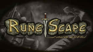 RuneScape 遊戲標誌，劍穿過字母，奇幻戰士龍剪影。