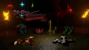 RuneScape Old School遊戲場景，在黑暗環境中有火炬、硬幣和龍。