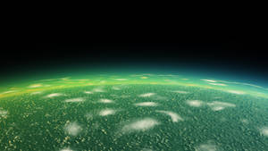 從太空看到的帶有白色雲層的綠色外星行星。 — 7680x4320 壁紙