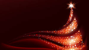 在深紅色背景上流動的發光閃亮聖誕樹