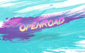在色彩繽紛的抽象筆觸背景上，大膽的霓虹 openroad 文字。