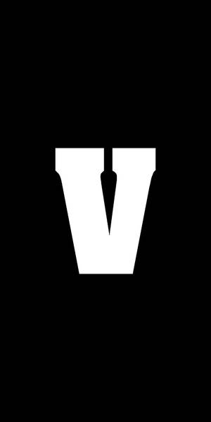 黑色背景上的一個大白色字母V。