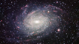 螺旋星系，在深空中擁有粉紅色和白色的氣體雲以及無數的恆星。 — Astroworld GIF 壁紙