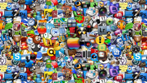 數位圖示、應用程式和符號的 Wallpaper 拼貼畫