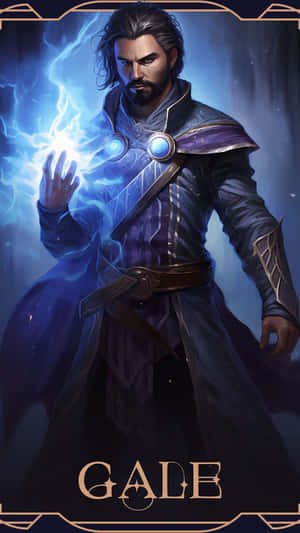 一位黑髮鬍鬚的奇幻魔法師從手中釋放出藍色閃電。 — 魔法 GIF 壁紙
