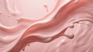 粉紅色液體流動，帶有平滑的曲線和光澤亮點。