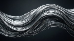 一道時尚的銀色金屬波浪在深色背景上流動。