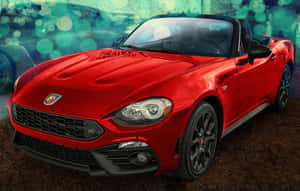 紅色Fiat 124 Spider敞篷車，黑色車輪，藍綠色散景背景。 — Steam Deck OLED 壁紙