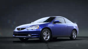 藍色Acura RSX轎跑車在攝影棚中，帶有反射表面和深色背景。 — 酷車 壁紙