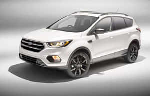 白色福特SUV，配備黑色輪圈和照明車頭燈，在工作室環境中。 — 1280x800 壁紙