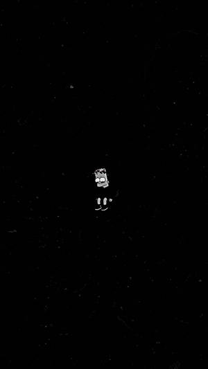 巴特·辛普森在黑暗的星空虛空中漂浮，帶有顆粒質感。