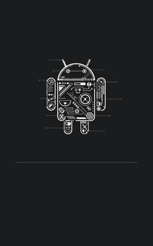 帶有編號部件的Android機械人吉祥物技術圖。