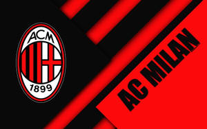 AC Milan 足球會標誌，紅黑斜紋配粗體文字。 — 火影忍者海報 壁紙