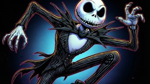 一幅漫畫風格向量插圖，描繪傑克·史克林頓在半空中。 — Jack skellington GIF 壁紙
