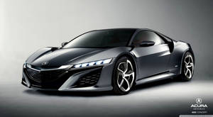 黑色Acura NSX Concept跑車，配備發光頭燈和銀色輪圈，在工作室環境中。