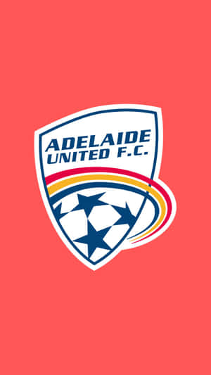 珊瑚色背景上的 Adelaide United F.C. 足球隊標誌 — 簡單 壁紙