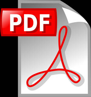 帶有白色文字和捲曲角落的紅色PDF檔案圖示。
