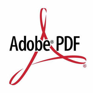 白色背景上帶有紅色絲帶設計的Adobe PDF標誌