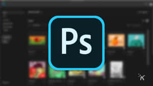 Adobe Photoshop 應用程式圖示，背景帶有模糊的專案縮圖。 — Cia標誌 壁紙