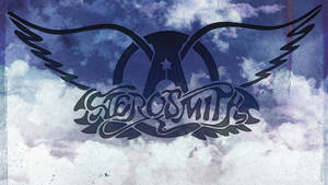 Aerosmith標誌，帶有翅膀和星星，以雲天為背景。 — 復古 壁紙