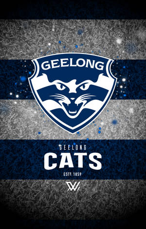 Geelong Cats運動隊標誌，帶有咆哮的貓臉，置於紋理背景上。 — 可愛貓咪 壁紙