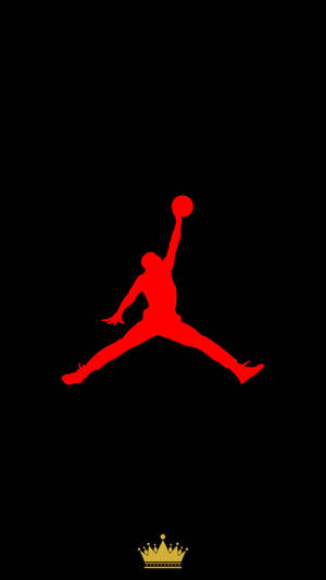 紅色籃球運動員剪影灌籃，下方有金色皇冠，黑色背景。 — Air Jordan GIF 壁紙
