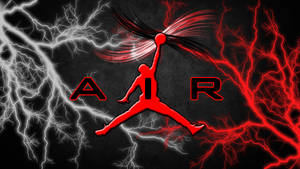 帶有閃電效果和 AIR 文字的紅色籃球運動員剪影。 — Air Jordan GIF 壁紙