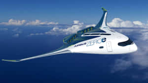 未來的空中巴士ZEROe飛機在藍天白雲上飛行