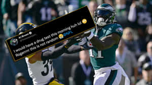 NFL 球員 AJ Brown 以幽默的推文疊加慶祝接球，內容關於藥物測試。