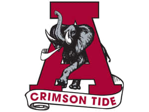 Crimson Tide 標誌，展示一隻灰色大象跳過一個大的紅色字母A。