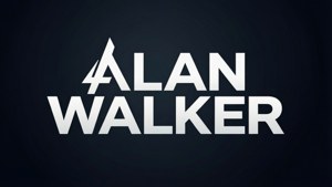 深色背景上以白色粗體字顯示的Alan Walker標誌