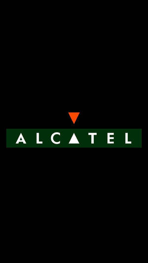 黑色背景上綠色條和橙色三角形上方白色文字的Alcatel標誌 — 凌志標誌 GIF 壁紙