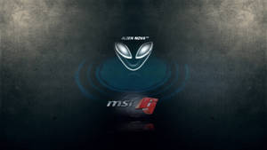 Alien Nova 標誌，帶有 MSI 品牌標識，在深色紋理背景上發光。 — Alienware GIF 壁紙