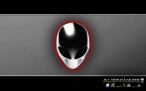 Alienware 標誌在紋理灰色背景上發出紅光。 — Alienware GIF 壁紙